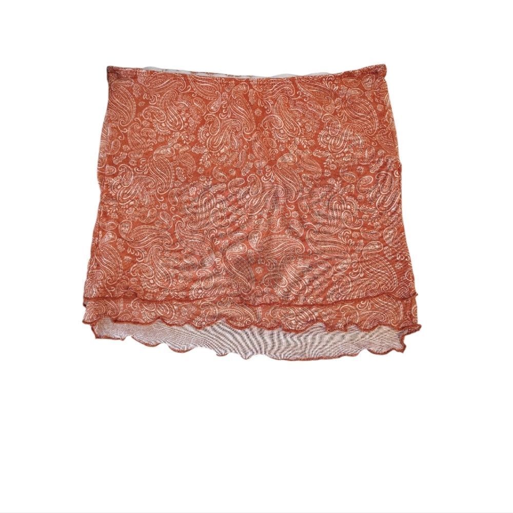 See You Monday Red Orange Paisley Two Piece Crop Top and Skirt Set Medium - Picture 8 of 13